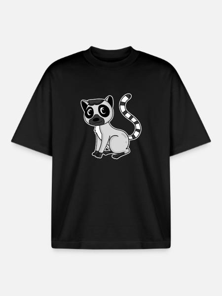 Lemur Primate Gift - Boxy Heavyweight Unisex Organic T-Shirt by Stanley/Stella - black