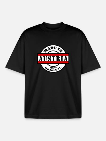 MADE IN AUSTRIA Österreich Flagge Geschenk - Boxy Heavyweight Unisex Organic T-Shirt von Stanley/Stella - Schwarz