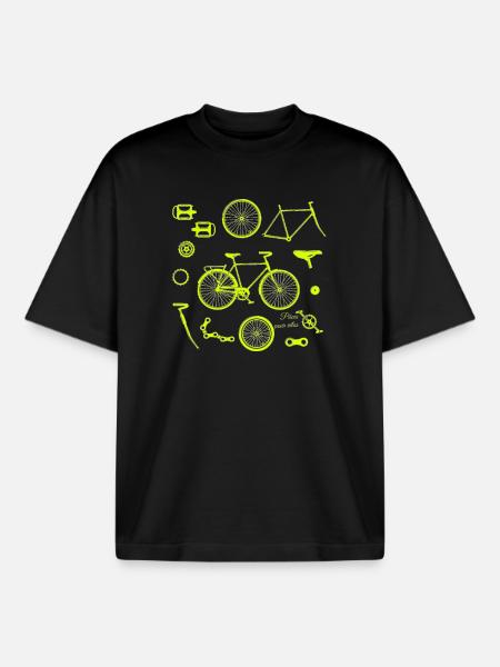 Illustration de pièces de vélo - T-shirt unisexe boxy épais biologique Stanley/Stella - noir