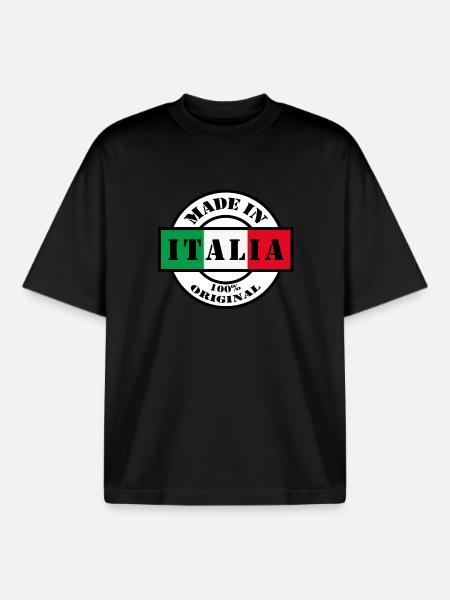 MADE IN ITALIA ITALY Italy Italia Gift - Boxy Heavyweight Unisex Organic T-Shirt by Stanley/Stella - black