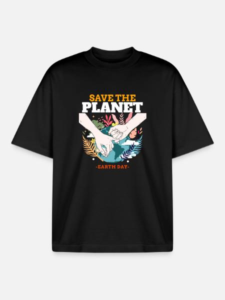 Save the Earth – Earth Day - Boxy Heavyweight Unisex Organic T-Shirt by Stanley/Stella - black