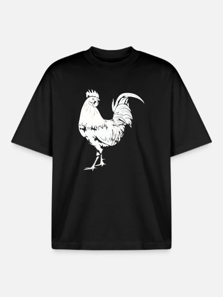 Rooster Chicken Rooster - Boxy Heavyweight Unisex Organic T-Shirt by Stanley/Stella - black