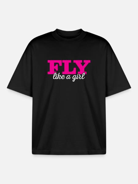 Pilot Girl Aviation Flying - Boxy Heavyweight Unisex Organic T-Shirt by Stanley/Stella - black