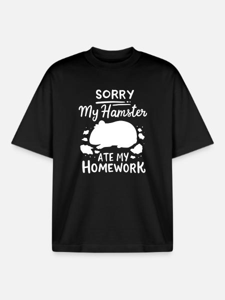Hamster students back to school - Boxy Heavyweight Unisex Organic T-Shirt by Stanley/Stella - black
