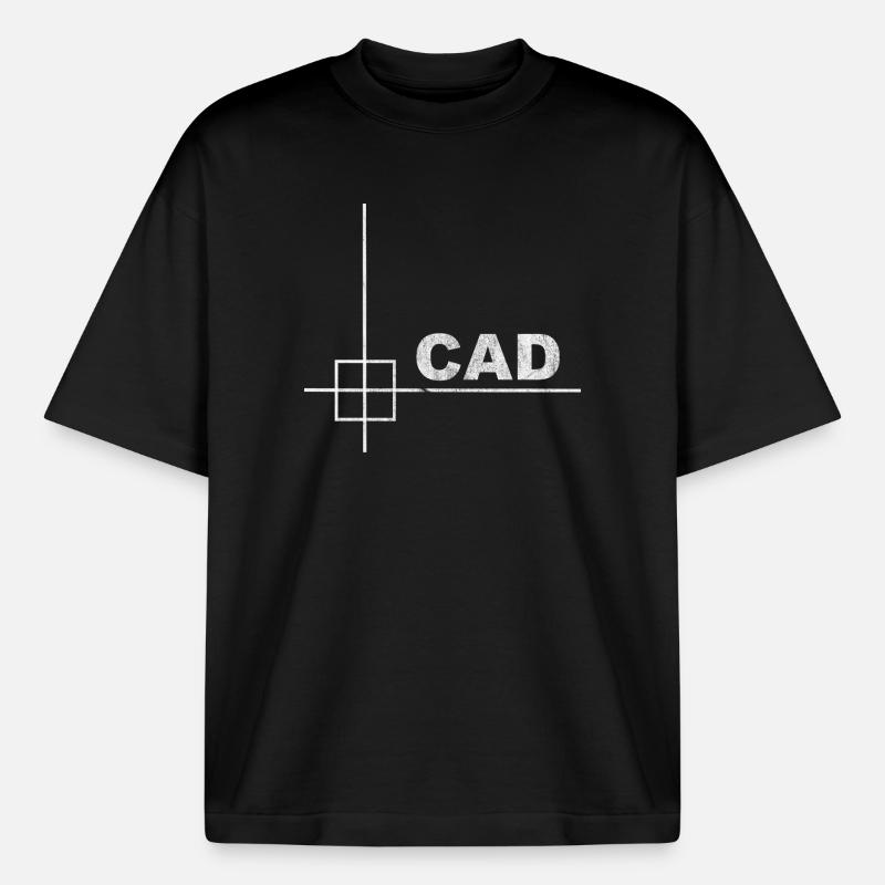 Minimal CAD Designer Engineering Design - Boxy Heavyweight Unisex Organic T-Shirt by Stanley/Stella - black