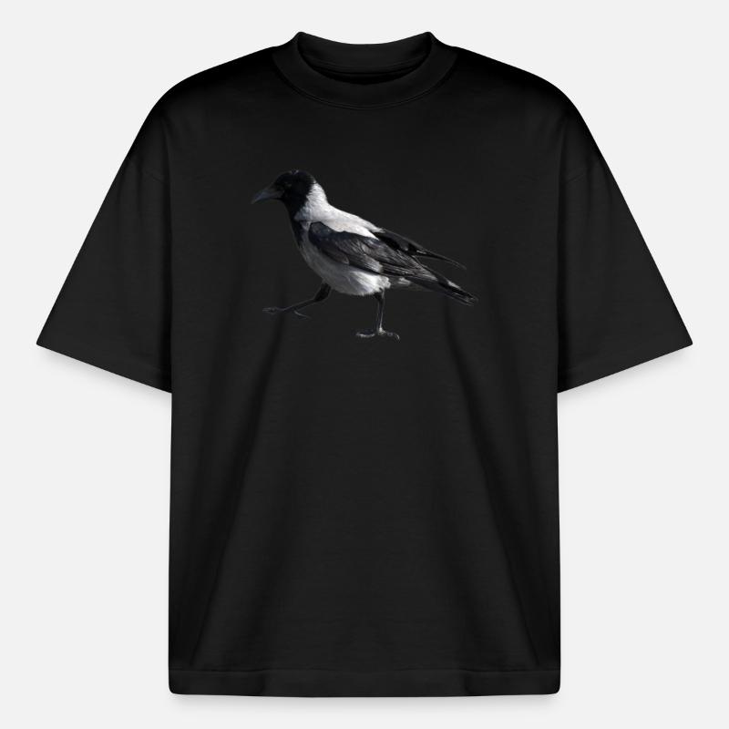Ein kleiner Schritt durch eine Krähe - Boxy Heavyweight Unisex Organic T-Shirt von Stanley/Stella - Schwarz