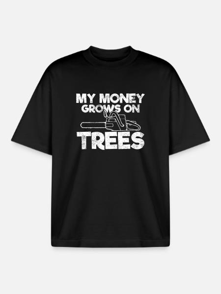 Trees Arborist Chainsaw - Boxy Heavyweight Unisex Organic T-Shirt by Stanley/Stella - black