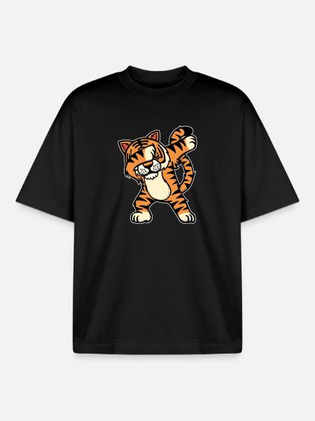 Animal Wildlife Cool Tiger - Boxy Heavyweight Unisex Organic T-Shirt by Stanley/Stella - black