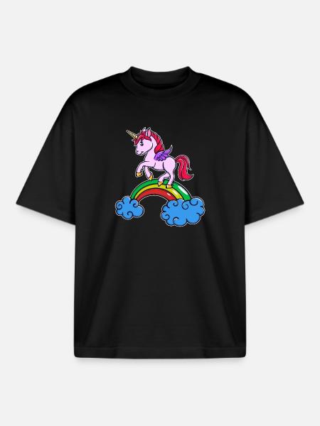 Einhorn Cool Tier - Boxy Heavyweight Unisex Organic T-Shirt von Stanley/Stella - Schwarz