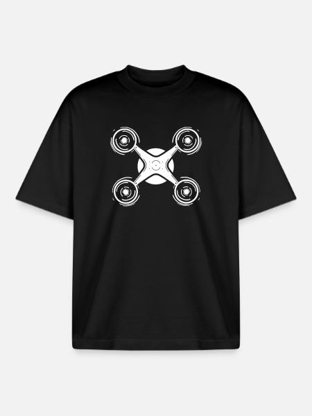 Drone Quadcopter Drone Pilot Drone - Boxy Heavyweight Unisex Organic T-Shirt by Stanley/Stella - black