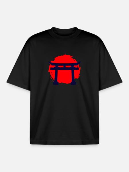 A Temple In A Red Sunset - Boxy Heavyweight Unisex Organic T-Shirt by Stanley/Stella - black