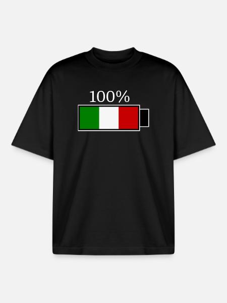 Italie drapeau italien cadeau - T-shirt unisexe boxy épais biologique Stanley/Stella - noir