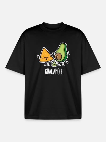 Morsom Guac Avocado poop tortilla chips guacamole - Unisex boxy heavyweight T-skjorte økologisk Stanley/Stella - svart