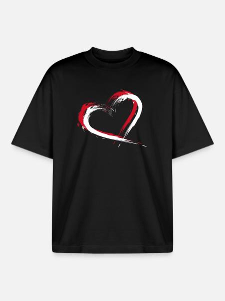 Indonesia Flag Heart - Boxy Heavyweight Unisex Organic T-Shirt by Stanley/Stella - black