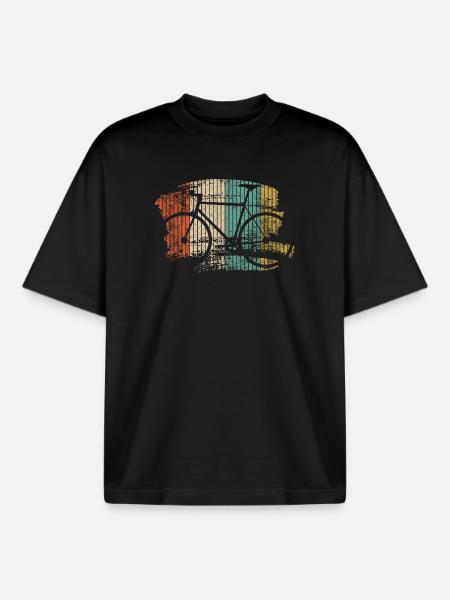 Rainbow Bicycle Silhouette Grunge - Boxy Heavyweight Unisex Organic T-Shirt by Stanley/Stella - black