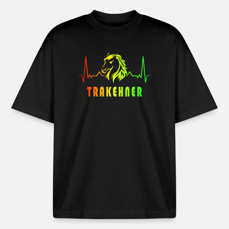 Trakehner Pferde Herzfrequenz Design - Boxy Heavyweight Unisex Organic T-Shirt von Stanley/Stella - Schwarz