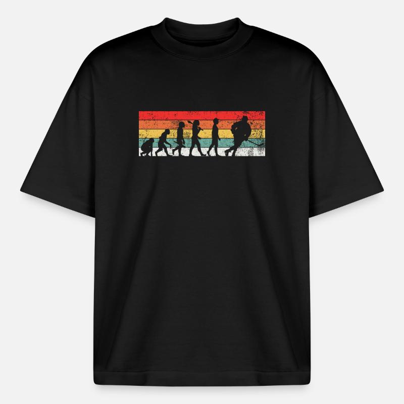 Eishockey Eishockeyspieler Evolution - Boxy Heavyweight Unisex Organic T-Shirt von Stanley/Stella - Schwarz