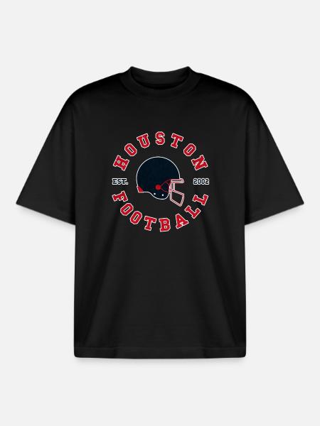 Houston Football Retro Logo - Boxy Heavyweight Unisex Organic T-Shirt by Stanley/Stella - black