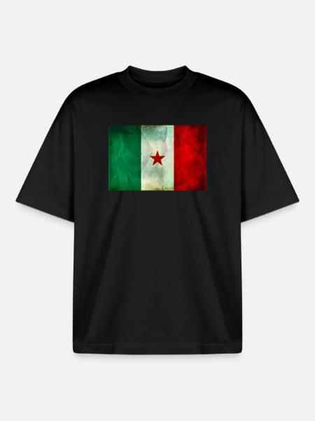 T-shirt partisan flag Garibaldi brigades - Boxy Heavyweight Unisex Organic T-Shirt by Stanley/Stella - black