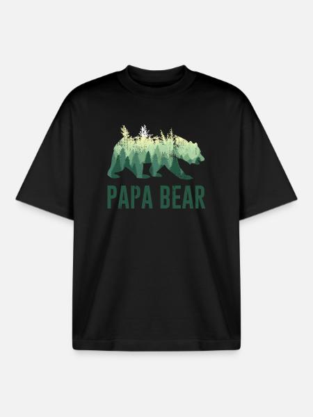 Papa Bear Daddy Father - Boxy Heavyweight Unisex Organic T-Shirt by Stanley/Stella - black