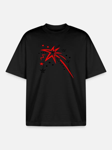 Stars, fireworks, shooting star - Boxy Heavyweight Unisex Organic T-Shirt by Stanley/Stella - black
