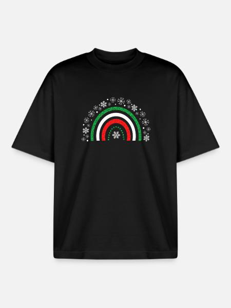Christmas rainbow glitter to customize - Boxy Heavyweight Unisex Organic T-Shirt by Stanley/Stella - black