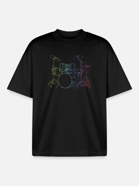Drumset Sticks Drummer Drums Drummer - Boxy Heavyweight Unisex Organic T-Shirt by Stanley/Stella - black