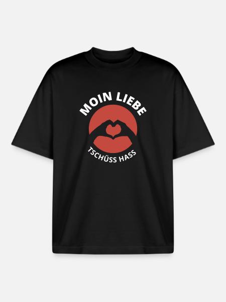moin liebe tschüss hass - Boxy Heavyweight Unisex Organic T-Shirt von Stanley/Stella - Schwarz