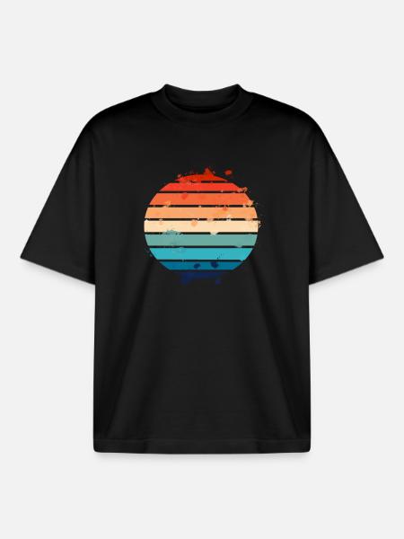 Splatter Retro Sunset - Boxy Heavyweight Unisex Organic T-Shirt by Stanley/Stella - black