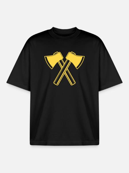 Axe Axes Bûcheron Forestier - T-shirt unisexe boxy épais biologique Stanley/Stella - noir