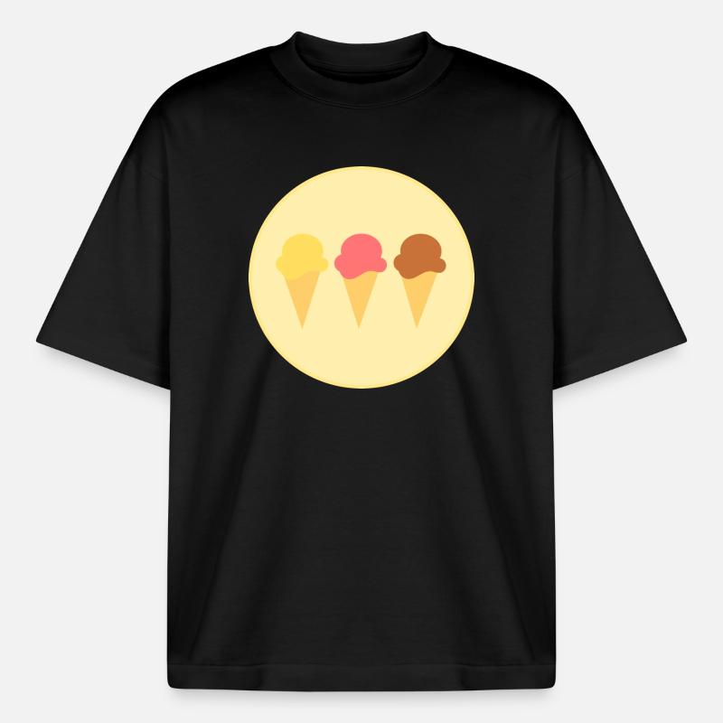 Eis Eiscreme Erdbeereis Vanilleeis Schokoeis - Boxy Heavyweight Unisex Organic T-Shirt von Stanley/Stella - Schwarz