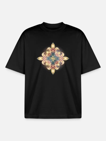 impressive cross of stylized lilies - Boxy Heavyweight Unisex Organic T-Shirt by Stanley/Stella - black