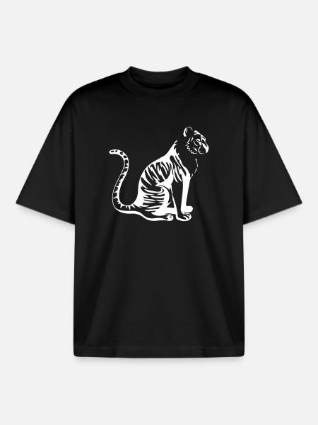 Elegant Tiger Silhouette Design - Boxy Heavyweight Unisex Organic T-Shirt by Stanley/Stella - black