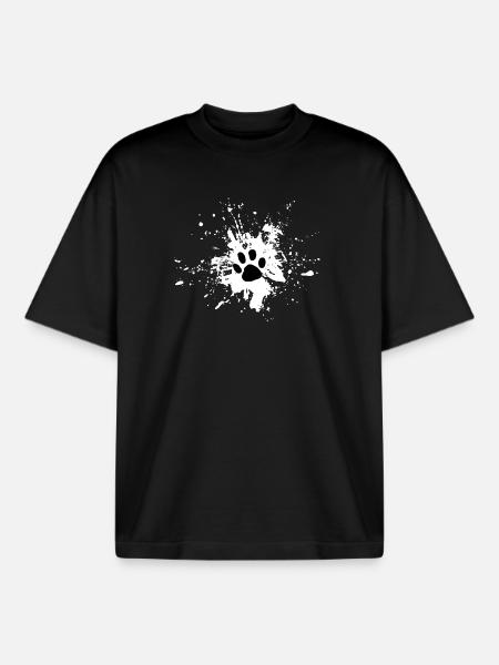 Pawprint Spritz Muster - Boxy Heavyweight Unisex Organic T-Shirt von Stanley/Stella - Schwarz