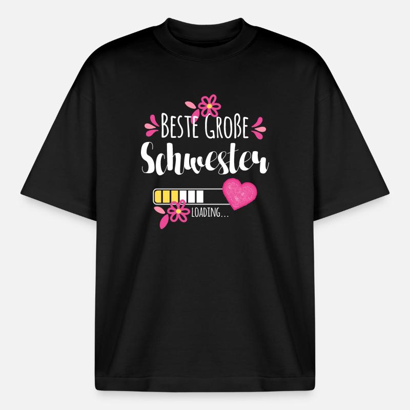 Beste Große Schwester Loading - Boxy Heavyweight Unisex Organic T-Shirt von Stanley/Stella - Schwarz