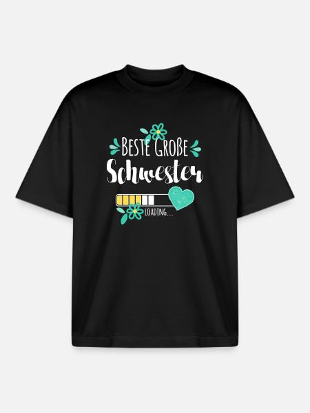 Beste Große Schwester Loading - Boxy Heavyweight Unisex Organic T-Shirt von Stanley/Stella - Schwarz
