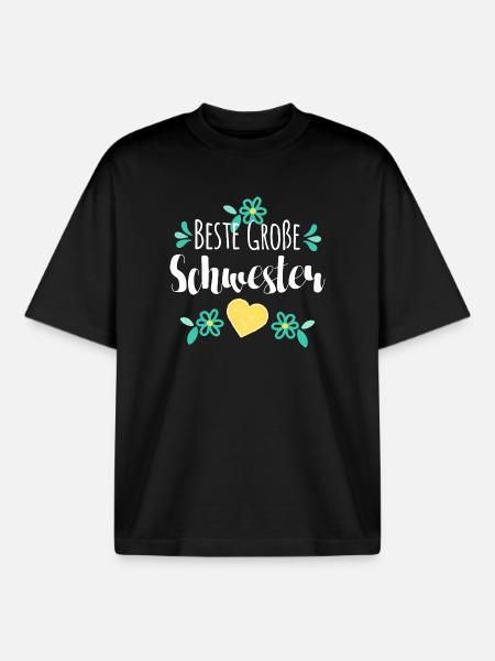 Beste Große Schwester - Boxy Heavyweight Unisex Organic T-Shirt von Stanley/Stella - Schwarz