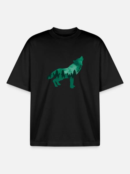 Climate Change Environmental Protection Wolf - Boxy Heavyweight Unisex Organic T-Shirt by Stanley/Stella - black