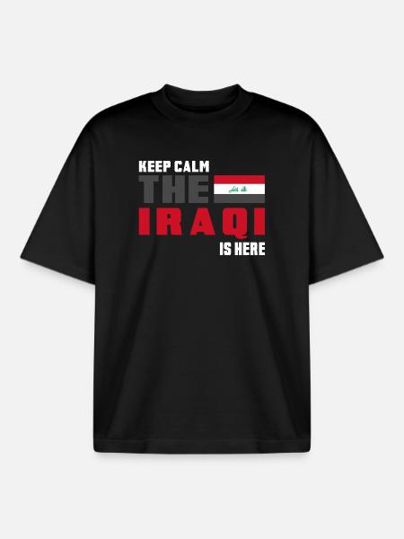 Drapeau Irak Keep Calm - T-shirt unisexe boxy épais biologique Stanley/Stella - noir
