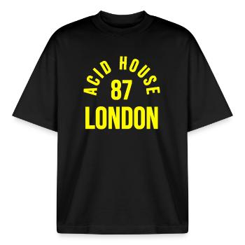 Acid House - T-shirt unisexe boxy épais biologique Stanley/Stella - noir - Devant - AI Model Male 185 light (185cm) & AI Model Female 172 dark (172cm)