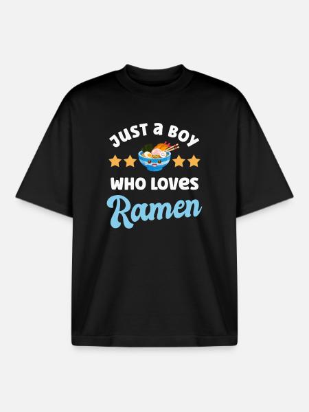 Nouilles Ramen - T-shirt unisexe boxy épais biologique Stanley/Stella - noir