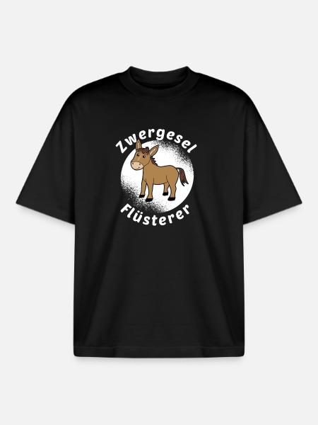 Zwergesel Flüsterer Miniesel Esel Muli Geschenk - Boxy Heavyweight Unisex Organic T-Shirt von Stanley/Stella - Schwarz
