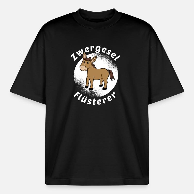 Zwergesel Flüsterer Miniesel Esel Muli Geschenk - Boxy Heavyweight Unisex Organic T-Shirt von Stanley/Stella - Schwarz