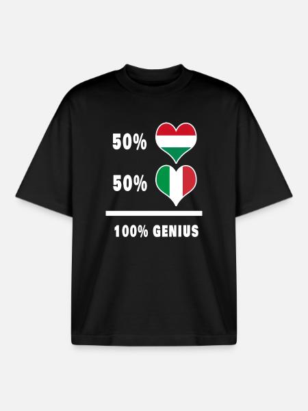 Italy and Hungary genius / present - Boxy Heavyweight Unisex Organic T-Shirt by Stanley/Stella - black