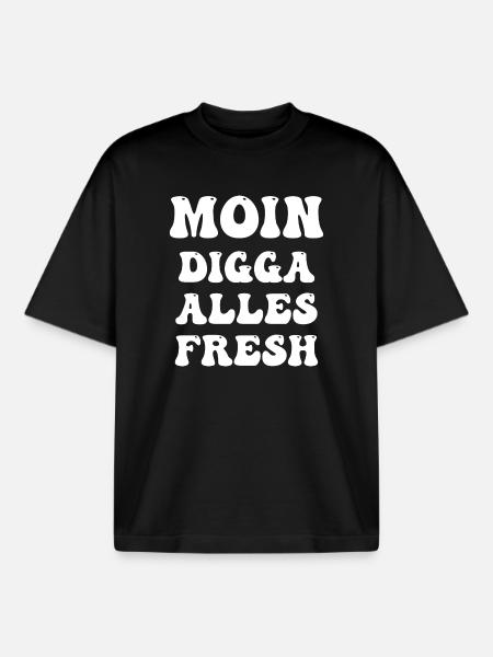 moin digga alles fresh - Boxy Heavyweight Unisex Organic T-Shirt von Stanley/Stella - Schwarz