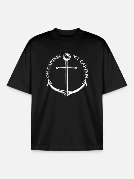 Oh Captain My Captain (dark) - Boxy Heavyweight Unisex Organic T-Shirt by Stanley/Stella - black