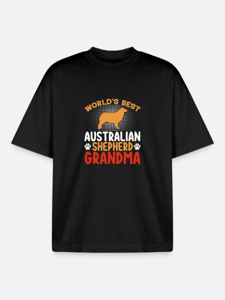 Australian Shepherd Mom Hidden - Boxy Heavyweight Unisex Organic T-Shirt by Stanley/Stella - black