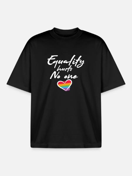 Rainbow Heart Statement Love Peace - Boxy Heavyweight Unisex Organic T-Shirt by Stanley/Stella - black