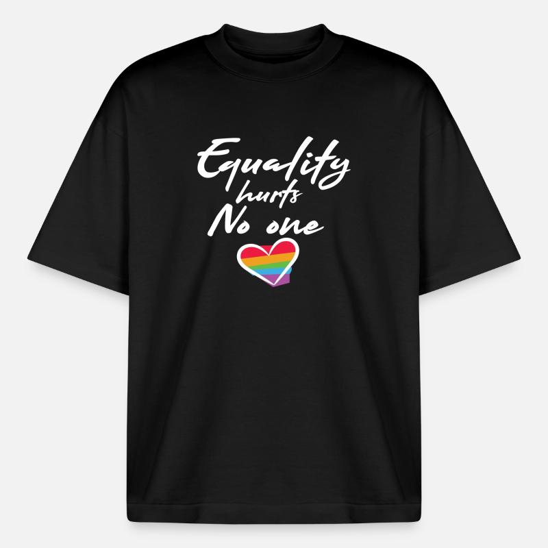 Regenbogen Herz Statement Liebe Frieden - Boxy Heavyweight Unisex Organic T-Shirt von Stanley/Stella - Schwarz