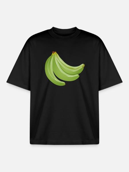 four bright green unripe bananas - Boxy Heavyweight Unisex Organic T-Shirt by Stanley/Stella - black